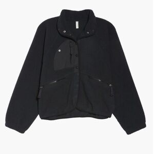 Free People FP Movement Hit the Slopes Fleece Jacket Black Medium
